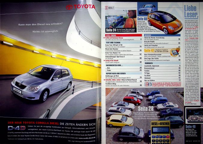 Inhaltsverzeichnis Auto Bild 40/2003