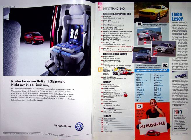 Inhaltsverzeichnis Auto Bild 40/2004
