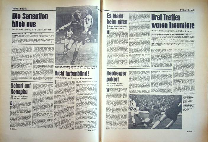 Inhaltsverzeichnis Kicker 41/1973