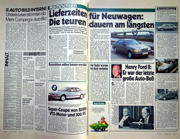 Inhaltsverzeichnis Auto Bild 41/1987