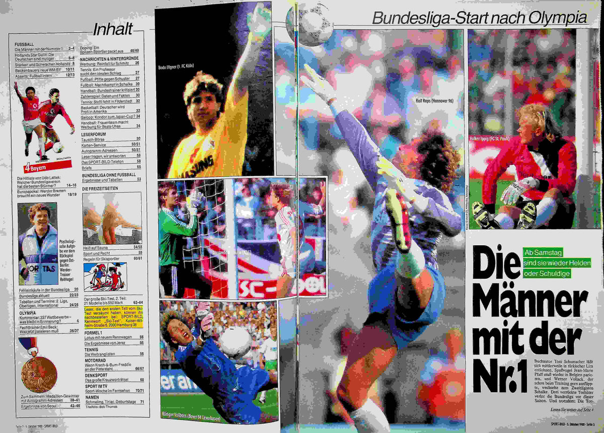 Inhaltsverzeichnis Sport Bild 41/1988
