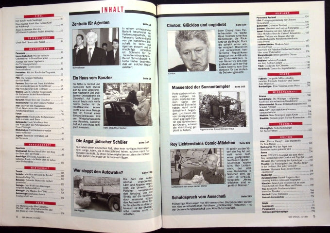 Inhaltsverzeichnis Spiegel 41/1994