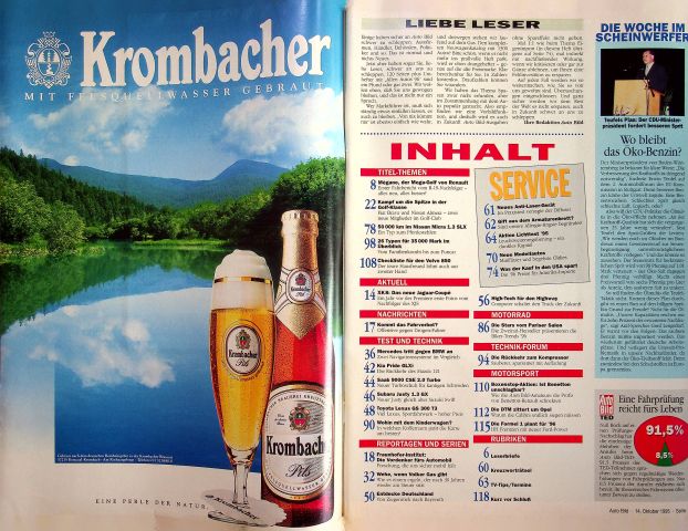 Inhaltsverzeichnis Auto Bild 41/1995