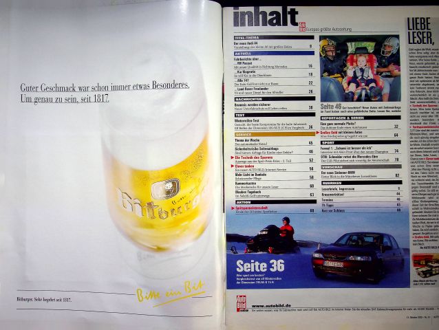 Inhaltsverzeichnis Auto Bild 41/2000