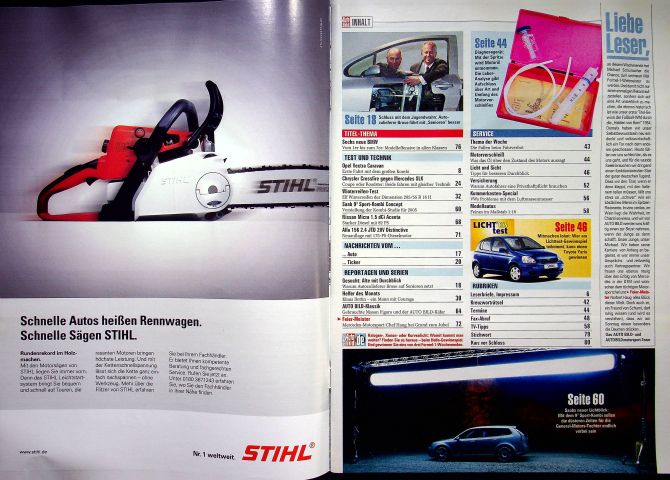 Inhaltsverzeichnis Auto Bild 41/2003