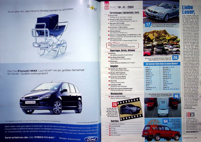 Inhaltsverzeichnis Auto Bild 41/2004