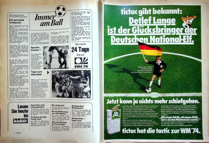 Inhaltsverzeichnis Kicker 42/1974