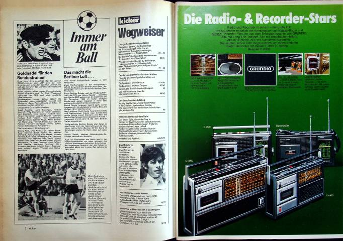 Inhaltsverzeichnis Kicker 42/1975