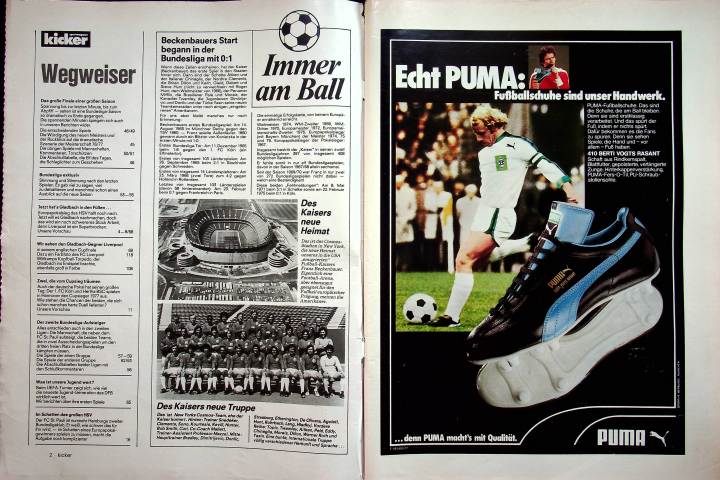 Inhaltsverzeichnis Kicker 42/1977