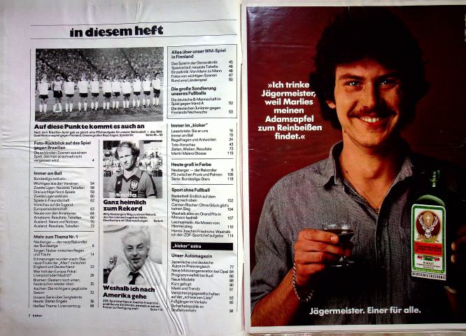 Inhaltsverzeichnis Kicker 42/1981