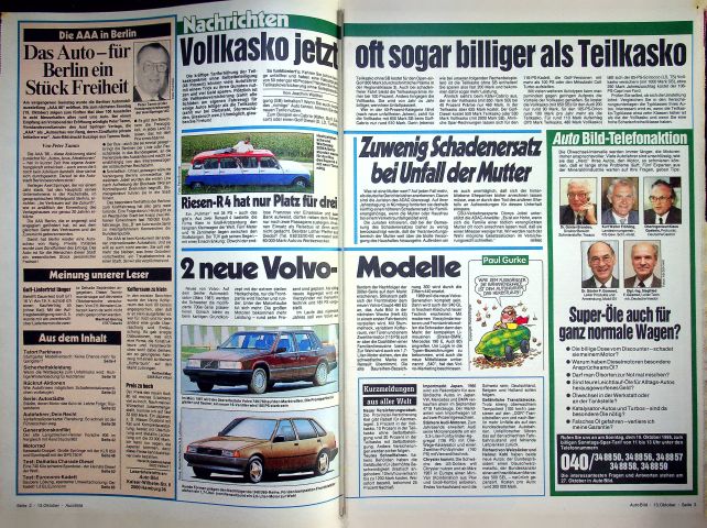 Inhaltsverzeichnis Auto Bild 42/1986