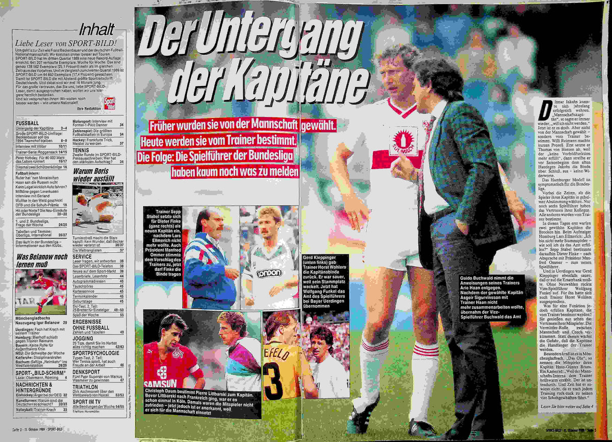 Inhaltsverzeichnis Sport Bild 42/1989