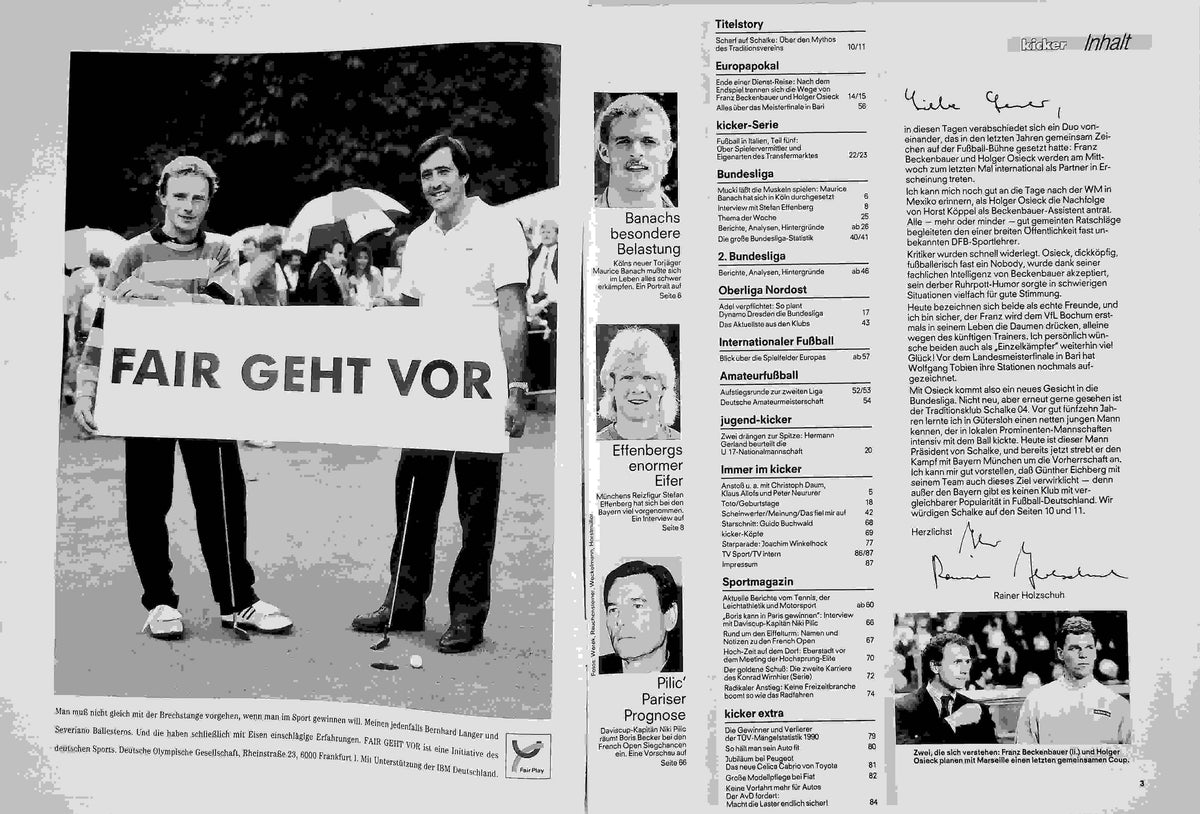 Inhaltsverzeichnis Kicker 42/1991