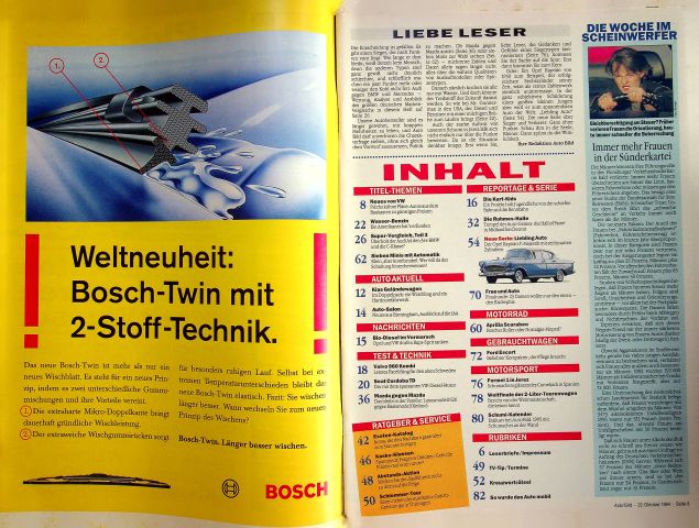 Inhaltsverzeichnis Auto Bild 42/1994