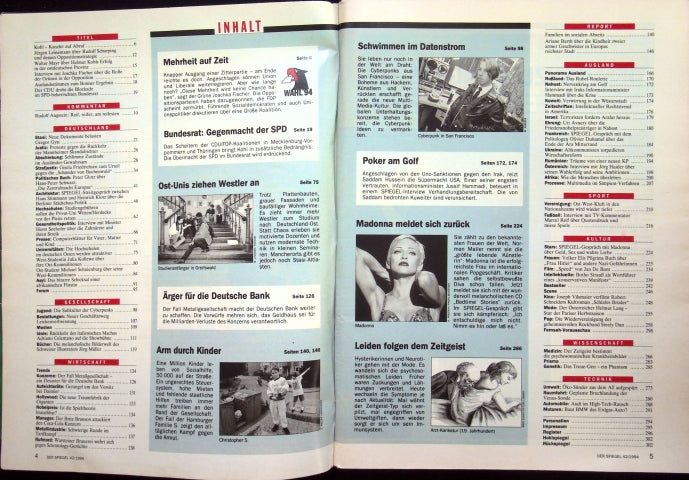 Inhaltsverzeichnis Spiegel 42/1994