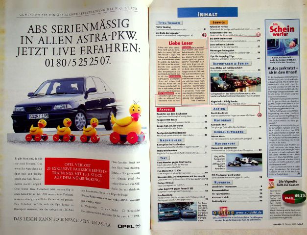 Inhaltsverzeichnis Auto Bild 42/1996