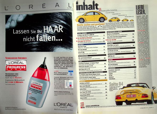 Inhaltsverzeichnis Auto Bild 42/1998