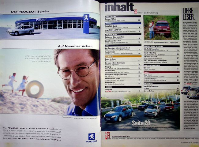 Inhaltsverzeichnis Auto Bild 42/2000