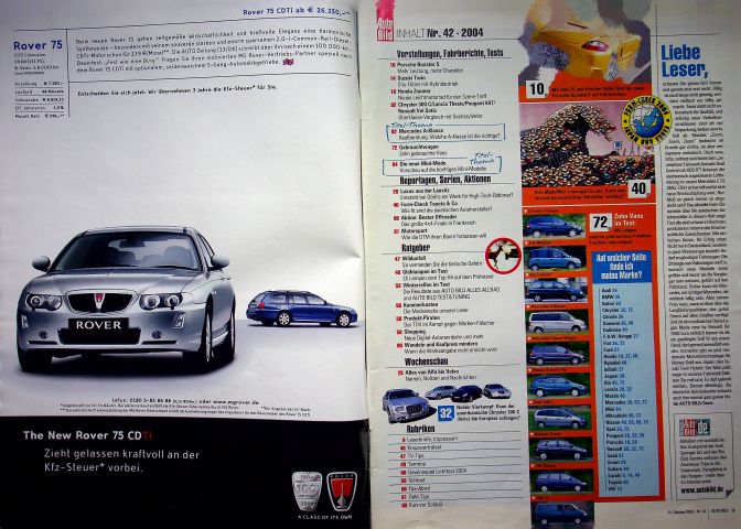 Inhaltsverzeichnis Auto Bild 42/2004