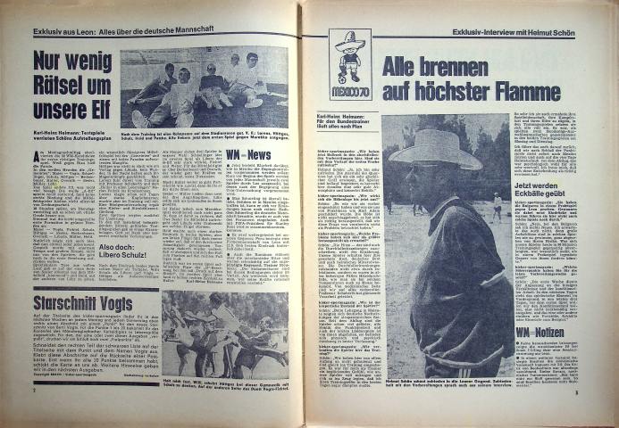 Inhaltsverzeichnis Kicker 43/1970