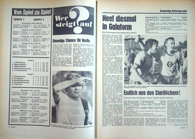 Inhaltsverzeichnis Kicker 43/1974