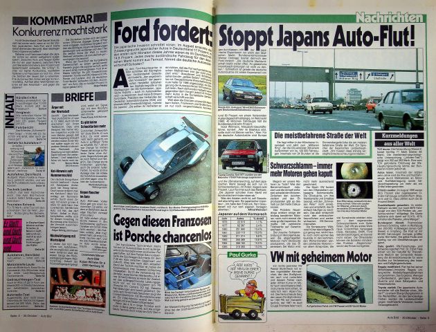Inhaltsverzeichnis Auto Bild 43/1986