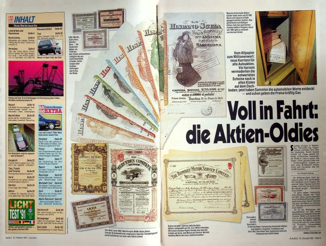 Inhaltsverzeichnis Auto Bild 43/1991