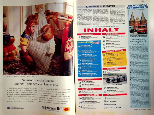 Inhaltsverzeichnis Auto Bild 43/1994