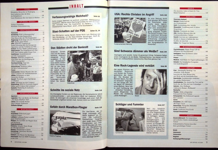 Inhaltsverzeichnis Spiegel 43/1994