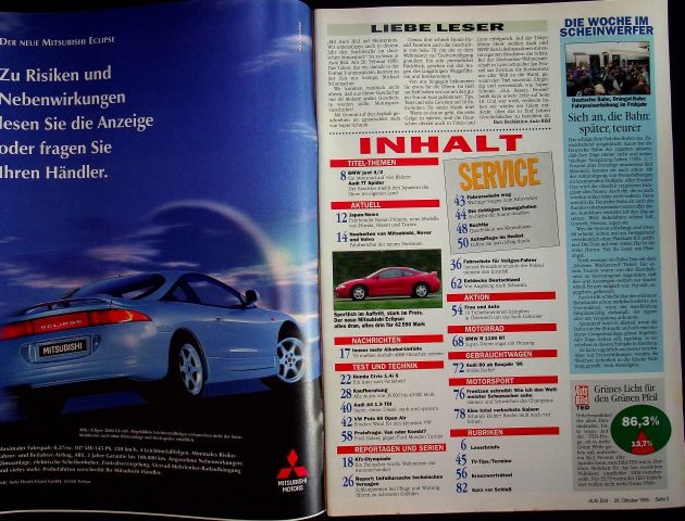 Inhaltsverzeichnis Auto Bild 43/1995