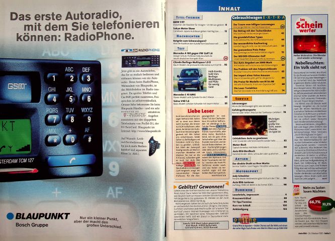 Inhaltsverzeichnis Auto Bild 43/1997