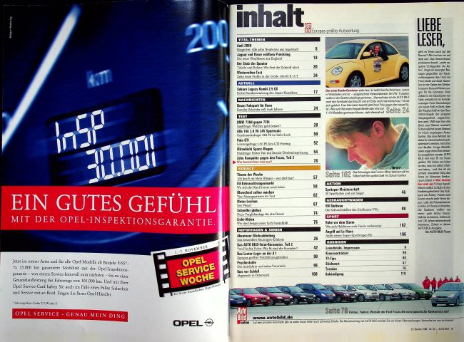Inhaltsverzeichnis Auto Bild 43/1998