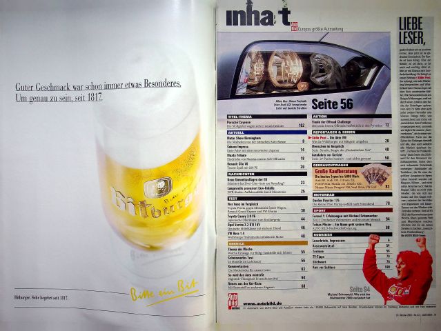 Inhaltsverzeichnis Auto Bild 43/2000