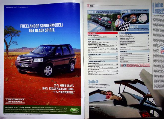 Inhaltsverzeichnis Auto Bild 43/2002