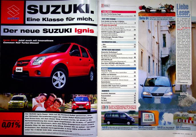 Inhaltsverzeichnis Auto Bild 43/2003