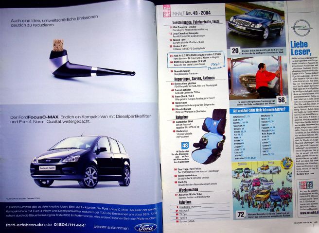 Inhaltsverzeichnis Auto Bild 43/2004