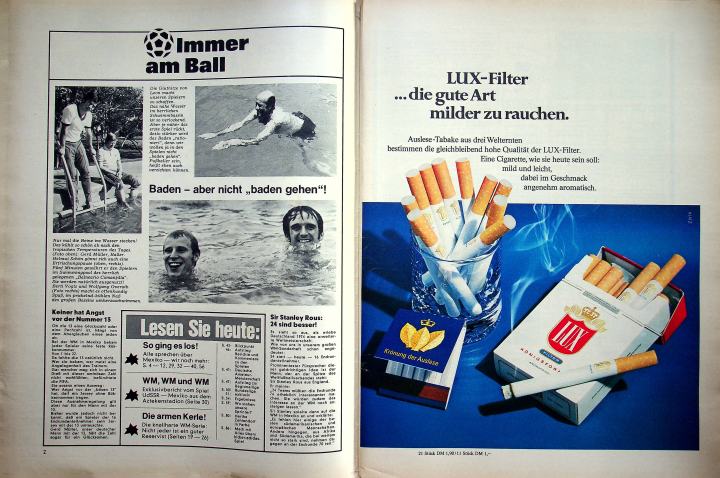 Inhaltsverzeichnis Kicker 44/1970