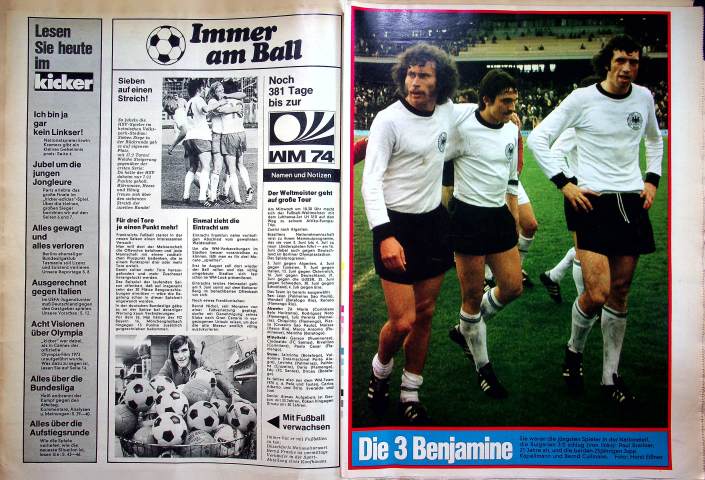 Inhaltsverzeichnis Kicker 44/1973
