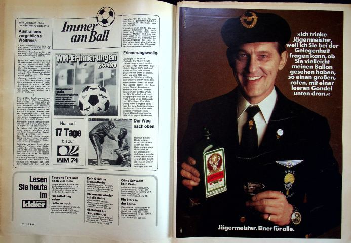 Inhaltsverzeichnis Kicker 44/1974