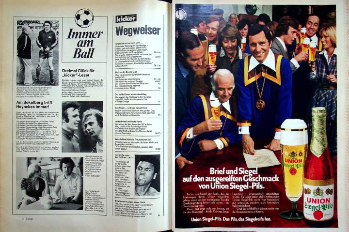 Inhaltsverzeichnis Kicker 44/1975