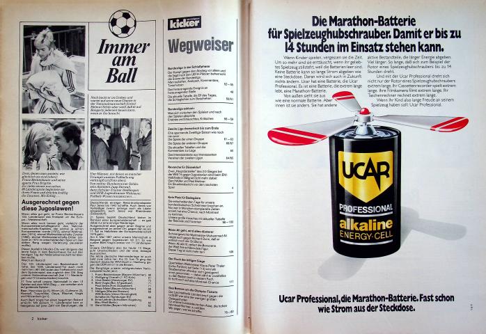 Inhaltsverzeichnis Kicker 44/1976