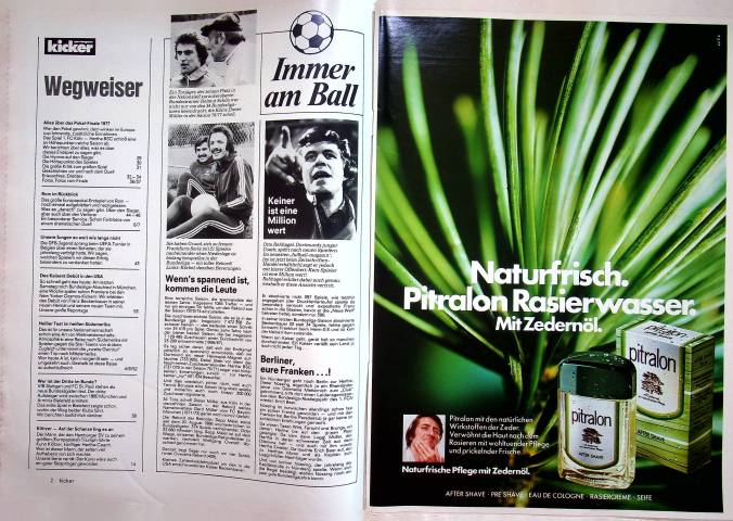 Inhaltsverzeichnis Kicker 44/1977