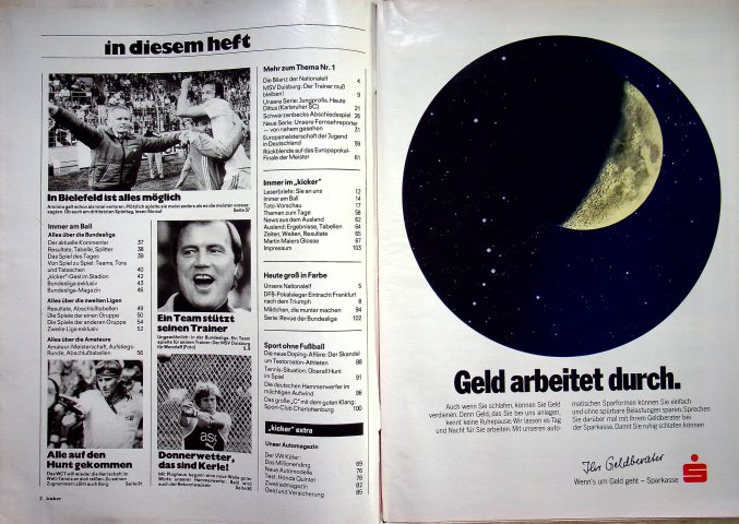 Inhaltsverzeichnis Kicker 44/1981