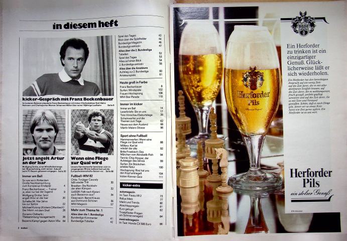Inhaltsverzeichnis Kicker 44/1982