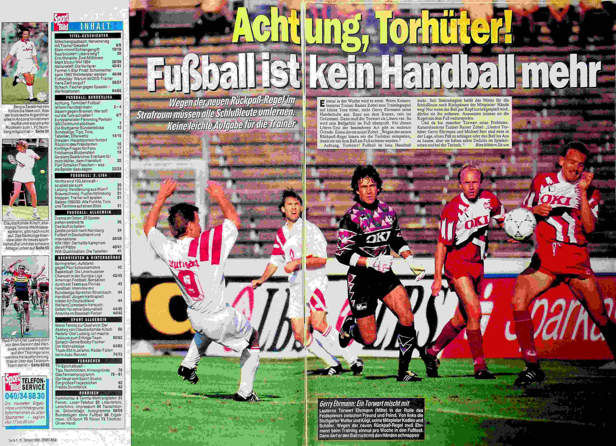 Inhaltsverzeichnis Sport Bild 44/1992