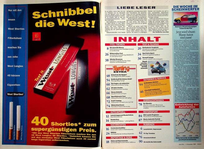 Inhaltsverzeichnis Auto Bild 44/1994