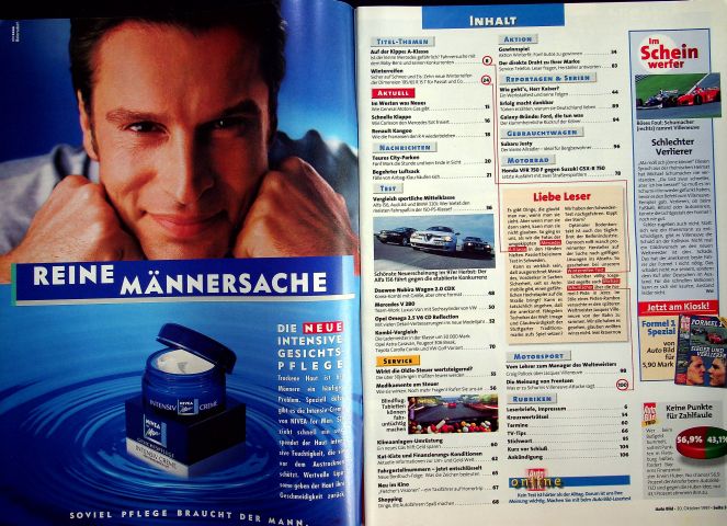 Inhaltsverzeichnis Auto Bild 44/1997