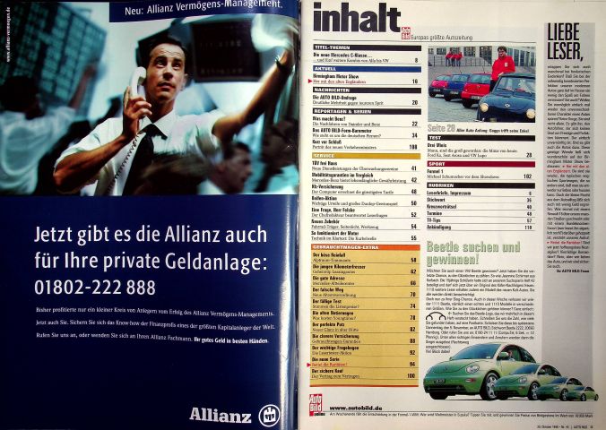 Inhaltsverzeichnis Auto Bild 44/1998