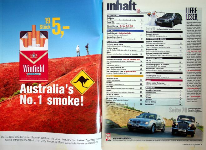Inhaltsverzeichnis Auto Bild 44/1999