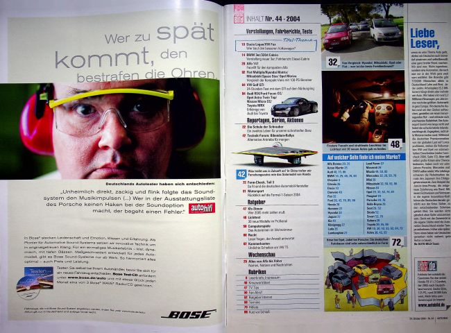 Inhaltsverzeichnis Auto Bild 44/2004